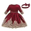 Barnens höst- och vinterlångärmad prinsessklänning Baby Girl Year Costume 1-8 år Barnkläder LJ201221