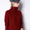 Bareskiy Cashmere Seater Women's New High-Necked Cashmere Seater Long Wool Knit Bottoming Shuteルースソリッドワイルドセーター210203