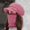 2шт лыжная шапка шарф теплый кожа зима шляпа вязаные черепочки настойчивые шапочки зимние шляпы для женщин 211229