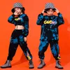 Kid Cool Hip Hop Roupa Tie Tintura Suéter Crop Top Manga Longa Basculador Calças Para Meninas Meninos Dança Traje Roupas De Rua Vestuário