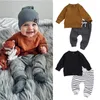 Zestawy odzieży Zestawy odzieżowe niemowlę dzieci jesienne zimowe ubrania strój stały kolor koszulki topy i spodnie kieszonkowe Dzieci SweatSuit 2-częściowe dresy