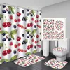 Big Flower Shower Curtain Mat Set with Carpet Bath Screen for Home Hotel Bathtub Partition Mold Proof Durable Curtains Hooks 201030