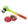 DHL free Tobacco smoking accessories Rainbow Tobacco Pyrex hand Pipe with Plastic Grinder Sliver Screen smoke sets