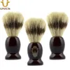 MOQ 50 PCS Anpassade logotyp Men rakborste 100% Pure Badger med trähandtag för skägg mustasch rakande tvålbarberbutik verktyg