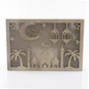 ラマダンの木製の飾りムバラクのEIDの正方形の長方形の木製テーブルの装飾LEDの暖かいライトの家の装飾