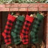 Santa Claus Gift Plaid Stocking Knit Kerstkousen Kerstversiering Plaid Sokken Kinderen Snoep Gift Opbergzakken EERA2145