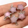 13x16mm Natural Crystal Stone Charms Decorate Little Star Green Rose Quartz Hangers Goudrand Trendy voor Ketting Oorbellen Sieraden Maken Groothandel