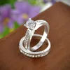 Pretty Rings Set For Women Men Bijoux Femme Fashion Jewelry Crystal Engagement Wedding Rings Set