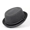 Mode hommes Fedora chapeau plat porc tarte chapeau pour Gentleman papa melon Porkpie Jazz grande taille S M L XL278a