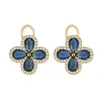 Saplama Vintage Kraliyet Yonca Mavi Kristal Safir Gemstones Diamonds Küpe Kadınlar Için Altın Renk Takı Bijoux Parti Accessorie1