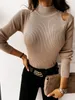 Sexy nouveau femmes cou hiver automne bouton pulls manches longues garder au chaud Base maillot de corps vêtements taille S-2XL