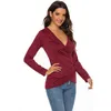 Outono Mulheres Camisa Top Manga Longa Preto Vermelho Casual Camiseta Femme Feminino Slim Sexy Tops Plus Size Moda Roupas G220228