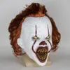 LED Horror Pennywise Joker Maschera Cosplay Stephen King Clown Lattice Maschere spaventose Casco Costume di Halloween Puntelli del partito Y200103