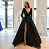 Dresses Vestido 2021 New Arrival Long Prom Party Evening Dresses Gown Satin Robe De Soiree Elegant Frock Sexy Side Slit Velour244U