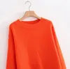 Orange tröja kvinnor 2019 Autumn Winter Round Neck Thin tröja flicka långärmad billig jersey casual stickovers t200319
