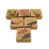 20pcs papier kraft boîte à biscuits style chinois fleur motif dessert gâteau bonbons doux miel bouteille boîtes d'emballage pour cadeau de mariage H1231