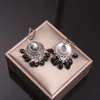Dangle & Chandelier Ajojewel 2021 Black Crystal Tassel Earrings For Women Blue Gray Antique Silver Plated Luxury Ear Drop Party Jewelry Bijo