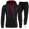 Tracksuits Masculinos Europeu e American Mens Hoodie Dois Peça de Manga Longa Zipper Camisa Esportes Primavera Outono Casual Terno