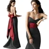 Elegant Black And Dark Red Mermaid Evening Dresses Sexy Backless Sweetheart Long Formal Party Gowns Pleats Simple Corset Satin Prom Pageant Dress Customize