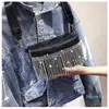 디자이너 - 크로스 바디 메신저 가방 여성 패션 라인 석 프린지 허리 가방 부드러운 가죽 어깨 가방 클러치 백