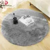 Fluffy Round Rug Carpets for Living Room Decor Faux Fur Rugs Kids Room Long Plush Rugs for Bedroom Shaggy Area Rug Modern Mats LJ200819