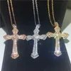 Handmade Christianity Cross Pendants sona diamond painting full Real 925 Sterling silver Wedding Necklace for women fine jewelry Four styles