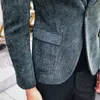 Guldbroderi sammet män blazer mode casual smal fit mens blazer jacka bröllopsklänning manlig kostym kappa vest dräkt homme