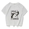 Pole Dance Grafische Grappige Casual Dames Crop Top 100% Katoen Korte T-shirt Dames Camisetas Verano Mujer Kleding Harajuku 220304