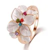 Vackra ringar för kvinnor diamant zirconia ringar lyx grossist mode smycken 18k ros guld bröllop ring set