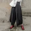 [EAM] 새로운 봄 가을 높은 탄성 허리 블랙 주름 잡힌 분할 공동 넓은 다리 느슨한 바지 여성 바지 패션 JX100 201109