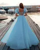 Unique Organza Mermaid Prom Dresses Poet Short Sleeve Princess Evening Dress Illusion Back Sequins Party Gowns