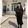 Inverno Casual Cashmere Trench Coat Donna Cartoon Gru Modello Cardigan Punto aperto Lavoro a maglia Outwear lungo Oversize 201211