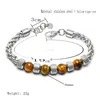 Stainless steel tiger eye beaded bracelets strand natural stone bracelet for men hip hop fashion jewelry will and sandy