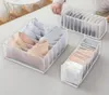 Underwear Drawer Organization Nylon Collapsible Closet Storage Box with Compartments Divider for Bras Socks Underwear Ties Scarf black grey