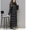 Veste d'hiver super longue pour femme, manteau épais, manteau épais, noir, rouge, fermeture éclair, garde au chaud, plus taille 201127