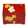 Drewniana szuflada przesuwna Pull Jewelry Box z zamkiem dekoracyjne Case Case Chiński Lacquerware Biżuteria Pudełko Urodziny Ślubny prezent