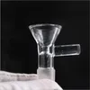 14mm Male Hookah Clear Pyrex Glass Bowl Pieces 3 Types Handle Round Funnel Joint Filter Smoking Tube Water Bong Oil Dab Rigs