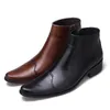 Botas artesanais Homens Formal tornozelo Couro Genuíno Pontilhado Toe High Saltos Side Zip Fashion Festa de Casamento Vestido Sapatos 37-441