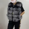 BEIZIRU new Real Fur Natural Raccoon Fur silver fox fur short coat winter women Round neck nine quarter Coat 201212