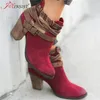 Winter Women Fashion Casual Ladies Martin Boots Suede Leather Buckle shoes High heeled zipper Snow boot Y200915