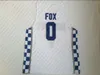 Tanie niestandardowe de'aaron Fox # 0 Kentucky Wildcats College Jersey Blue White Słuszczony Dostosuj dowolną nazwę Nazwa Mężczyźni Kobiety Młodzież XS-5XL