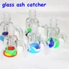 hookahs 4mm quartz banger 14mm 18mm Male Glass Ash Catcher with 7ml silicone containers silicon bong oil dab rigs for smoking pipes