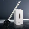 Ensemble de porte-brosse de toilette blanc en acier inoxydable nettoyage créatif mur d'aspiration sans poinçon accessoires de salle de bain Y200407