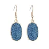 12 Colors Resin Druzy Imitation Crystal Tooth Earrings Designer Earrings Oval Hexagon Fashion Dangle Earrings for Women