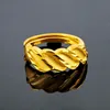Bagues en forme de vague en or jaune 24 carats pour femmes mariée réglable de luxe anniversaire de mariage anniversaire bijoux fins cadeaux