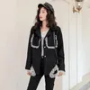 Jacke Weibliche Schwarz Shiny 2020 Neue Stil Spitze Koreanische Lose Kleine Duft Stil Damen Wilden Design Frühling Herbst Spitze Top