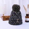 Kobiety Zima Lampart Dzianiny Kapelusze Moda Pom Pom Pom Czapki Ciepła Wełna Dzianiny Ma Bonnet Pom Beanie Czapki Party Kapelusze Dostawy 4styles rra3802