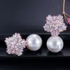 Snowflake naśladowanie Pearl Luksusowa panna młoda projektant Kolczyka Biżuteria Biała szara czerwona perła AAA Cubic Zirkonia Silver Silver Earri5789498