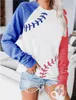 T-shirt da baseball manica raglan T-shirt manica lunga autunno estate Tee donna O-collo T-shirt allentata T-shirt stampata Harajuku Top S-2XL 201029