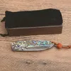 7.5 "Damascus Pocket Folding Mes VG10-Damascus Steel Blade Abalone Shell Handvat EDC Gift Messen met nylon tas